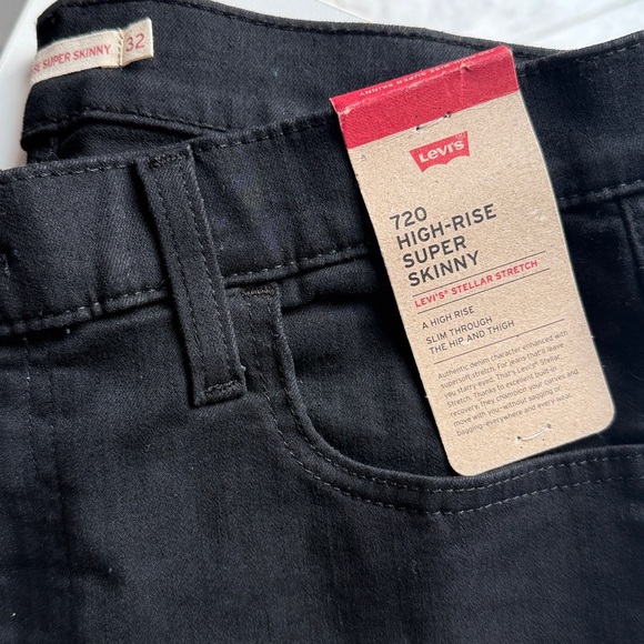 Levi’s NWT 720 Stretchy High-Rise Super Skinny Black Jeans Size 32x30 - Picture 5 of 12